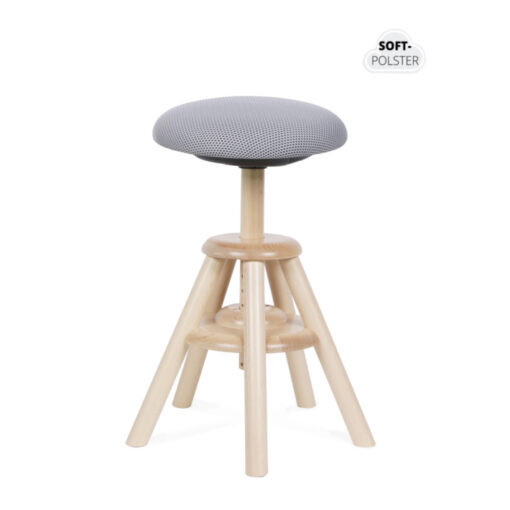 BALIMO Wood Soft stol (Natur træ - Lysegrå sæde)