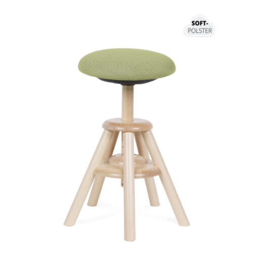 BALIMO Wood Soft stol (Natur træ - Grønt sæde)