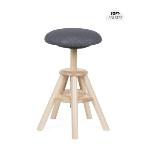 BALIMO Wood Soft stol (Natur træ - Mørkegrå sæde)
