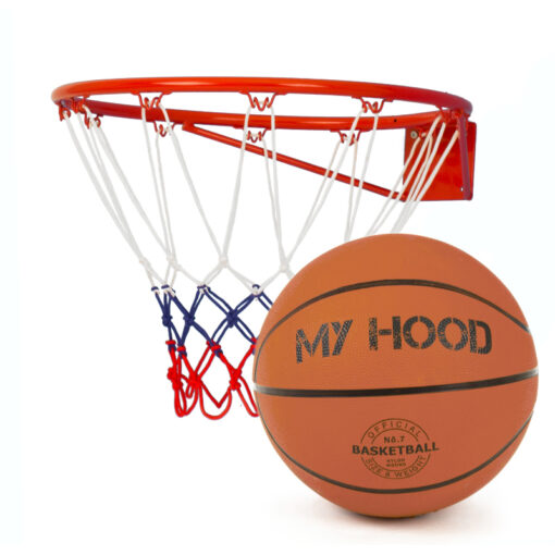 Basketkurv med net og bold