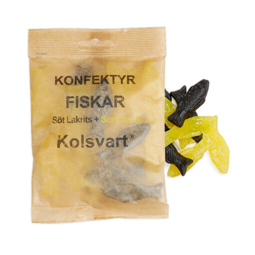 Kolsvart - Sur citron vingummi + sød lakridsfisk