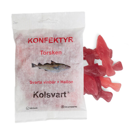 Kolsvart - Torsk solbær + hindbær vingummifisk