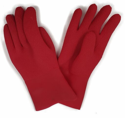 KUBI - Textured røde gummi handsker i latex UDSOLGT